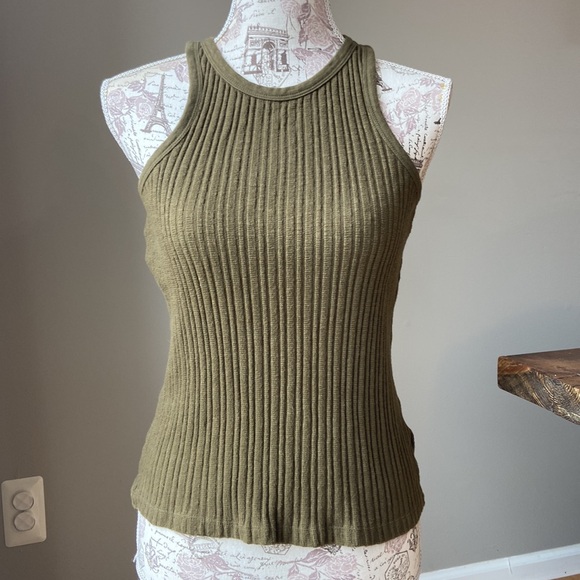Faherty Cambria Ribbed Tank Top Olive Green - Picture 3 of 7
